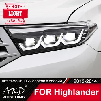 Para a Toyota Highlander 2012-2014 Lâmpada da Cabeça de Acessórios de Carro Luzes de Nevoeiro Dia H7 Luz LED Bi Xenon Lâmpada Kluger Faróis