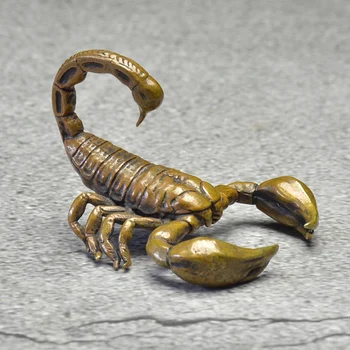 Cobre Escorpião Rei Figuras Miniaturas Vintage Animal Estátua De Trabalho De Chá De Estimação Enfeite De Jardim De Casa Decorações Acessórios