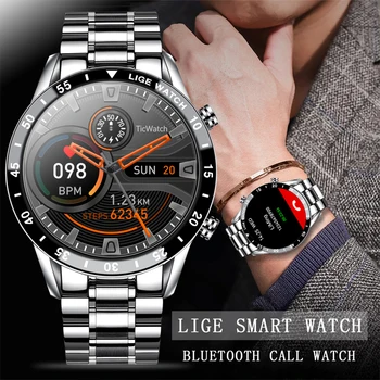 LIGE 2022 Nova marca de Luxo relógios de homens de Aço banda de Fitness relógio de frequência Cardíaca pressão arterial controlador de Atividade Inteligente relógios Para Homens