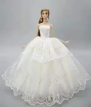 Off White, Florais Princesa Vestido de Casamento do Laço de 1/6 BJD Boneca de Roupas Para a Barbie Roupas Roupas de Festa Vestido De 11,5