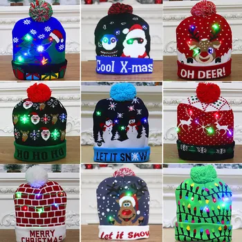 DIODO emissor de Chapéus de Natal Luz de Cap para Crianças de Bebê Gorras Caps Gorro Sombreros Bonnet Gorros De Navidad Con Diodo emissor de Luz do Chapéu de Kerstmuts