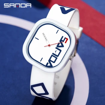 SANDA Relógio de Quartzo Para o Homem de Luxo Sport Impermeável Relógio Projeto Simples dos Homens relógio de Pulso Pulseira de Silicone Relógios Mens Reloj Hombre