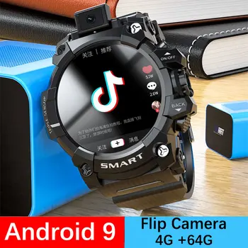 2023 4G Novo Net Virar Câmera de 13MP Smart Watch Android OS 9 Homem Gps Smartwatch 64G ROM 1030mAh Wifi Sim Chamada de Vídeo, Download de Aplicativo