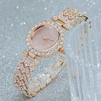 O Luxo Do Ouro De Rosa Do Bracelete De Relógios Femininos Menina Senhoras De Metal Do Cinto Vestido De Quartzo Relógio De Pulso Do Relógio Presente