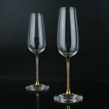 2PCS/Set Casal de Cristal Copos de Vinho Favores do Casamento Champanhe, Copos Tulipa Cálice de Ouro Champanhe Flautas Bar Copos de Festa