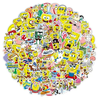 Cartoon Anime SpongeBobs Adesivos Para Carro Portátil de Telefone, Frigorífico Scrapbook Decalque SquarePants Graffiti Adesivo para as Crianças Brinquedos Presentes