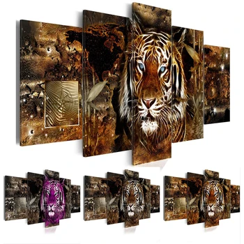 HUACAN 5pcs/set Diamante Pintura 5D Animal Tigre Completo Broca Praça do Diamante Arte do Bordado Multi-imagem