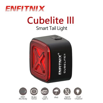 Enfitnix Cubelite III Inteligente Luz traseira de Freio de Bicicleta de Aviso de Luz Ultra Brilhante Luz Traseira de Carga USB Noite do DIODO emissor de Luz de Aviso