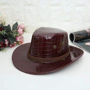 Novo chapéu de cowboy imitação pele de crocodilo hip-hop chapéu de cowboy ocidental, jazz chapéu de passeio para viagens de chapéu cavaleiro de chapéu de homens e mulheres de chapéu