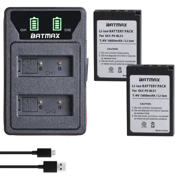 Batmax PS-BLS1 BLS1 Bateria+LED Duplo Carregador de Tipo C para Olympus E-400,E-410 E-420,E-450,PEN E-P1, E-P2, E P3, E-PL1, a E-PL3