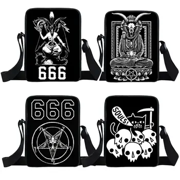 666 / Ave Satanás / Baphomet Messenger Bag Mulheres Bolsas Adolescente Meninas Sacola De Punk Crossbody Sacos De Senhoras De Viagem, Saco De Ombro