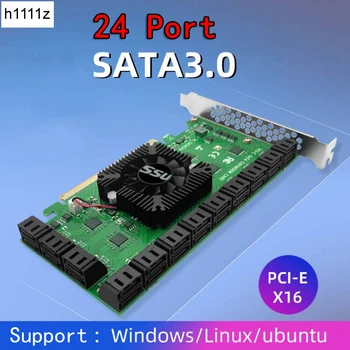Chia Mineração Riser 24 portas SATA PCI Express X16 Controlador SATA, PCI-E Adaptador PCIE SATA Adicionar Em Cartões PCIE para SATA3 Placa de Expansão