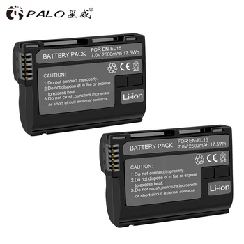 PALO 100% Original EN-EL15 ENEL15 EL15 Bateria de 2500mah para Nikon D500,D600,D610,D750,D7000,D7100,D7200,D800,D850,D810,D810A&1