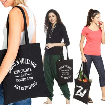 Carta de Padrão de Impressão Mulheres Bolsas Saco de Lona, Saco de Compras da Marca Saco de Ombro
