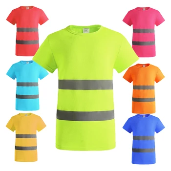 10 Cores de Segurança T-Shirt Refletivo Alta Visibilidade Camisa de Manga Curta Multi-tamanhos Respirável, a Construção de Estradas de Uniformes profissionais Camisa