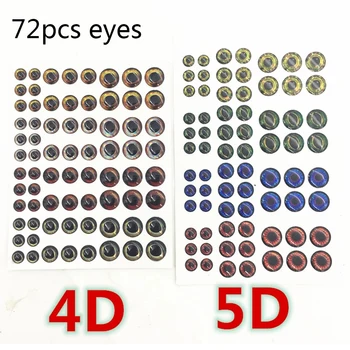 72Pcs 6mm 8mm 10mm 4D/5D Isca de Pesca EyeFly Subordinação Material Holográfico Artificial Olho-de-Peixe Acessórios de Pesca Adesivo