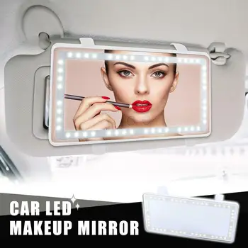 Interior do carro Viseira Espelho de Maquilhagem Conjunto da tela de Toque Com 60 Diodo emissor de Luz de Preenchimento Built-in Bateria de Acessórios Decorativos Espelho de Vestir