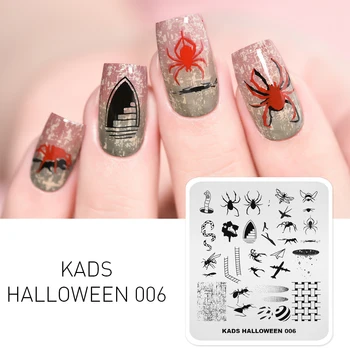 KADS Halloween 006 unhas de estampagem de placas de aranha inseto Padrão de Nail Art de Estampagem de Chapa de Impressora do Modelo de Carimbo de unhas de estêncil
