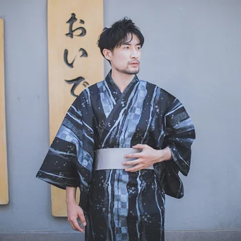 Japão tradicional Quimono de Yukata Homens de Vestir Vestido Masculino Salão de Vestes com o Cinto de Verão Pijama