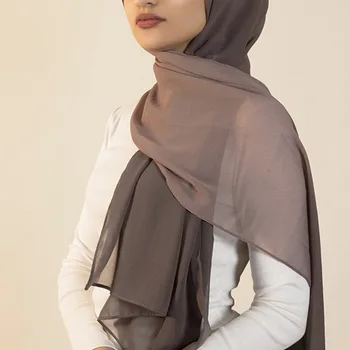 Simples Chiffon Hijab Xale Lenço Mulheres 2021 gradiente de Cor de Longa tudung Muçulmano Hijabs Lenços Senhoras designer lenços de cabeça