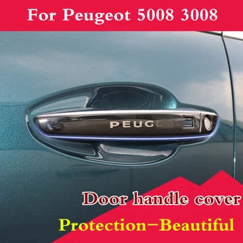 Exterior em Aço inox capa maçaneta da porta etiqueta da capa de proteção externa modificação da Peugeot 5008 3008 2017 2018 2019