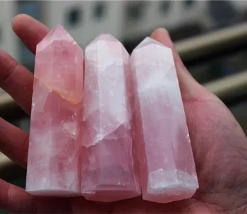 TOP!!! 3pcs 65-78 MM 100% Natural de Pedra cor-de-rosa Cristal De Cuarzo ROSA Punto Cura