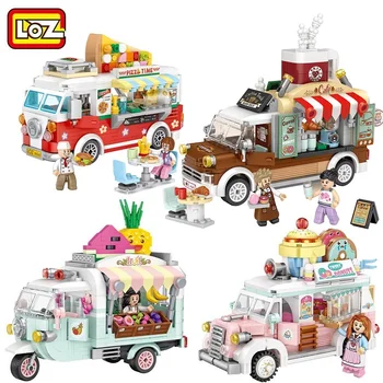 LOZ MINI Blocos de Rua da Cidade engraçado de alívio de Pressão brinquedos visualizar Série de frutas/sorvete/pizza/café, loja de venda de turcks