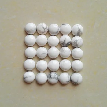 Branco howlite 8MM de boa qualidade, de pedra natural redonda charme cabochão de esferas para a fabricação de jóias de moda pedras 50Pcs/monte Atacado Sem furo