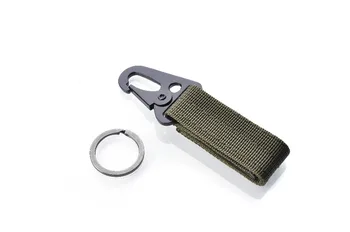 MOLLE cinto de fivela sistema de suspensão Correia chaveiro EDC ferramenta de acampamento ao ar livre D mosquetão chave de gancho (cinto de Nylon + gancho de metal)