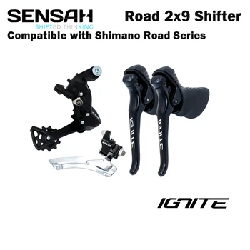 Sensah inflamar 2x9 grupo de freio shifter 9 velocidade do desviador traseiro compatível 32t cassete R7000 Tiagra Sora sensah império pro