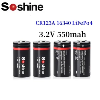 Soshine CR123A 16340 3.2 V 550mah CR123 LiFePO4 bateria recarregável LED, Farol Lanterna