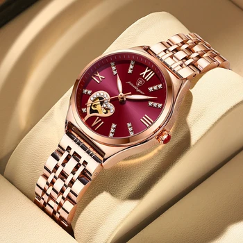 POEDAGAR Mulheres Relógios de Moda Rosa de Ouro Inoxidável Mancha de Aço Ladies Watch Impermeável Quarzt relógio de Pulso Romatic Namorada de Presente