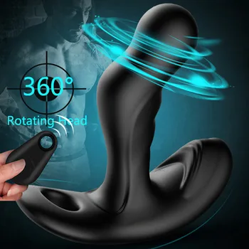 Rotação Massageador De Próstata 10 Velocidade Escroto Com Vibrador Plug Anal Controle Remoto Sem Fio Plug Anal Erótica Adulta Brinquedos Sexuais Para Homem