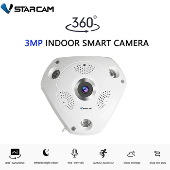 Vstarcam 360 3MPHD wi-Fi de Segurança interna da Visão Nocturna Câmera de vídeo do Monitor do Bebê Smart Home 3D de Vídeo Panorâmico Remoto de Monitoramento de Casa