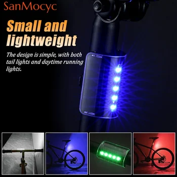1 Pcs de Bicicleta lanterna traseira Impermeável Mtb de Toque Traseiro Sentido emissor de Luz do USB Recarregável de Ciclismo Lâmpada de Luz Portátil, Acessórios de Moto