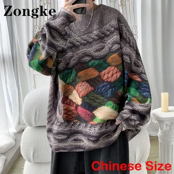Zongke Impresso Homens Camisola Vintage Outono Blusas Para Homens Roupas Pullover dos Homens Roupas de Inverno M-5XL 2022 Outono recém-Chegados