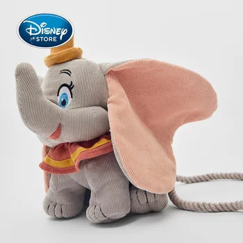 Disney Dumbo Pelúcia Boneca Saco Crossbody Bonito Mulheres Sacos de Ombro, Cinza 3D Elefante Crianças Diagonal Mini Ladies Saco de Ombro