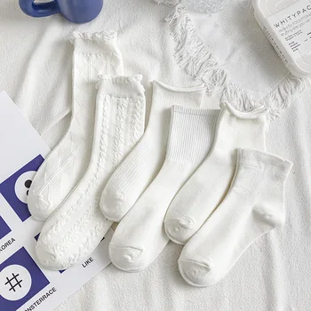2022 novo bonito Lolita laço branco de algodão meias de senhoras de diamante jk tubo de meias kawaii vestido de todos-jogo meias носки