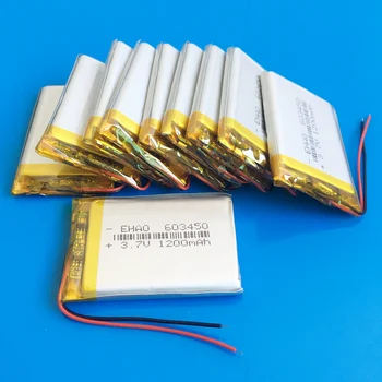Lote 10 pcs 603450 3,7 V 1200mAh de polímero de lítio recarregável da bateria para MP3 GPS PDA gravador de DVD e-book câmara