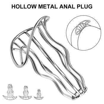 O Metal oco Plug Anal Sexo Brinquedo de Aço Inoxidável Espéculo na Vagina Ânus Extender Dilatador para Homens Mulheres Plug anal Massagem de Próstata