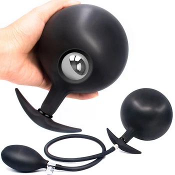 Plug Anal inflável Com Bola de Aço incorporada Redimensionável Enorme Butt Plugs de Ânus Dilatação Bola rolando para a Estimulação Brinquedos Sexuais