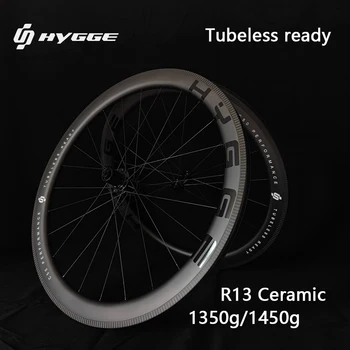HYGGE 2023 design de Carbono, rodas 700C estrada clincher sem câmara de ar do pneu 40MM 50MM de bicicleta de rodas r13, de cerâmica, cubos, rodas de aro freio V brake
