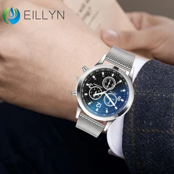 Relógios De Luxo Homens Relógio De Quartzo Do Aço Inoxidável Dial Casual Pulseira De Relógio Redondo Homens De Negócios Do Escritório Relógio De Pulso Simples Montre