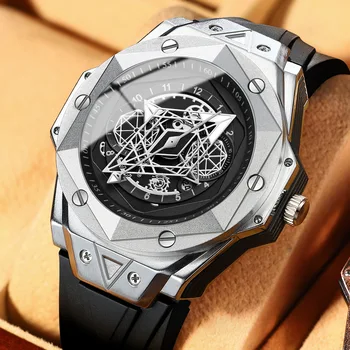 Marca de luxo Mens Esporte Relógio Exclusivo Design de Relógios de Quartzo para os Homens, Data de Silicone Impermeável Relógio Militar Montre Homme
