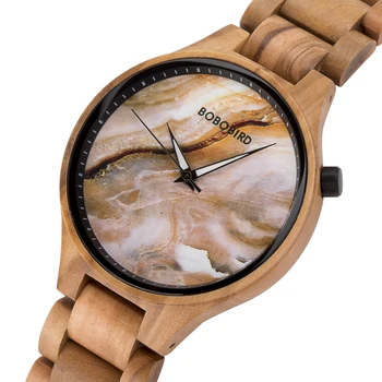Homens Relógio de BOBO PÁSSARO de Moda de Zebra Madeira de Negócios relógio masculino Relógio Relógio Simples Marmoreio Personalizar o Logotipo da Caixa de Presente
