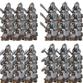 Medieval Anão Cavaleiros Bloco de Construção Militar do Castelo de Figuras de Peças de Animal Acessórios Guerreiro de Roma Soldado Brinquedos para Crianças