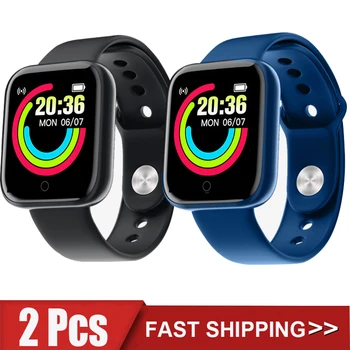 2Pcs D20 Smart Watch Homens Mulheres Relógios Digitais Bluetooth Esporte FitnessTracker Pedômetro Y68 Smartwatch para Android Ios Xiaomi