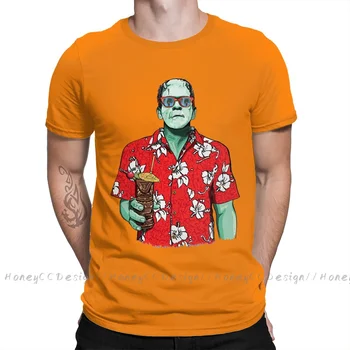 Alta Qualidade De Homens Frankenstein T-Shirt Preto Tiki Monstro Puro Algodão Camisa De Tees Harajuku TShirt