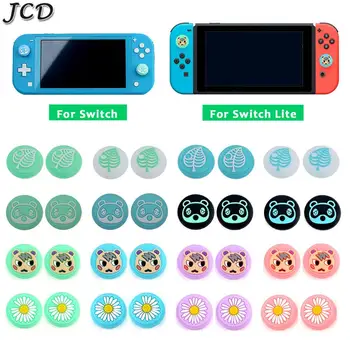 JCD 2PCS Animal Crossing Urso Folha Almofada do Polegar Vara de Aderência Cap Joystick Tampa Para Mudar NS Lite OLED Alegria-Con Controlador