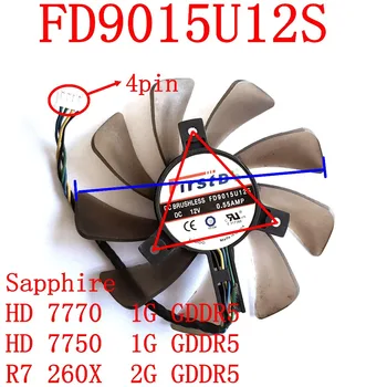 Frete grátis FirstD FD9015U12S 4pin 85mm 39x39x39mm 0.55 Um de Safira HD7770 77501G GDDR5 R7 260X 2G de memória GDDR5 placa gráfica fã